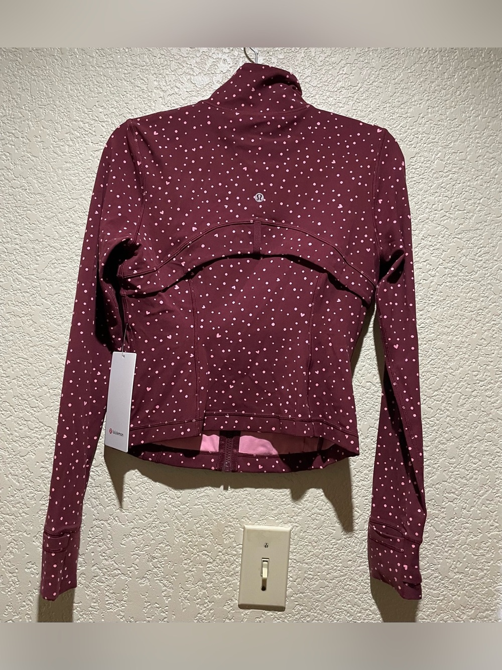 Lululemon NWT Define Cropped Nulu Fill Zip Jacket Heart Scatter Dot Print Size 8 - Picture 3 of 6